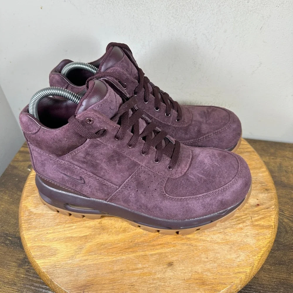 Nike Air Max Goadome Suede ACG Burgundy Suede Gum Sole Boots 865031-602 Mens 8